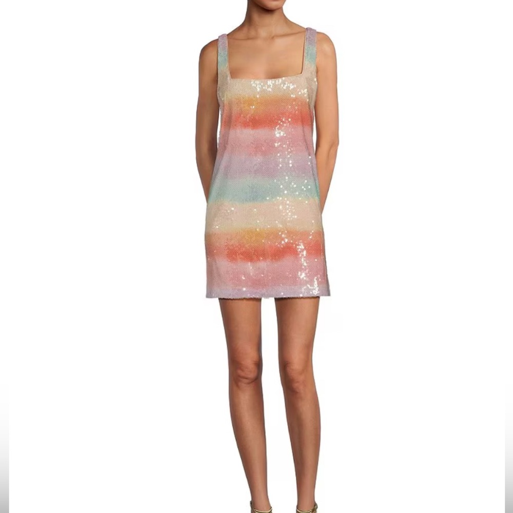 NWT Gianni Bini x DANNIJO Twiggy Ombre Sequin Square Neck Sleeveless Mini Dress